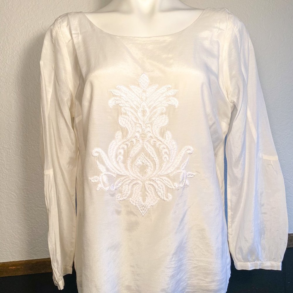 Banana Republic White Embroidered Tunic